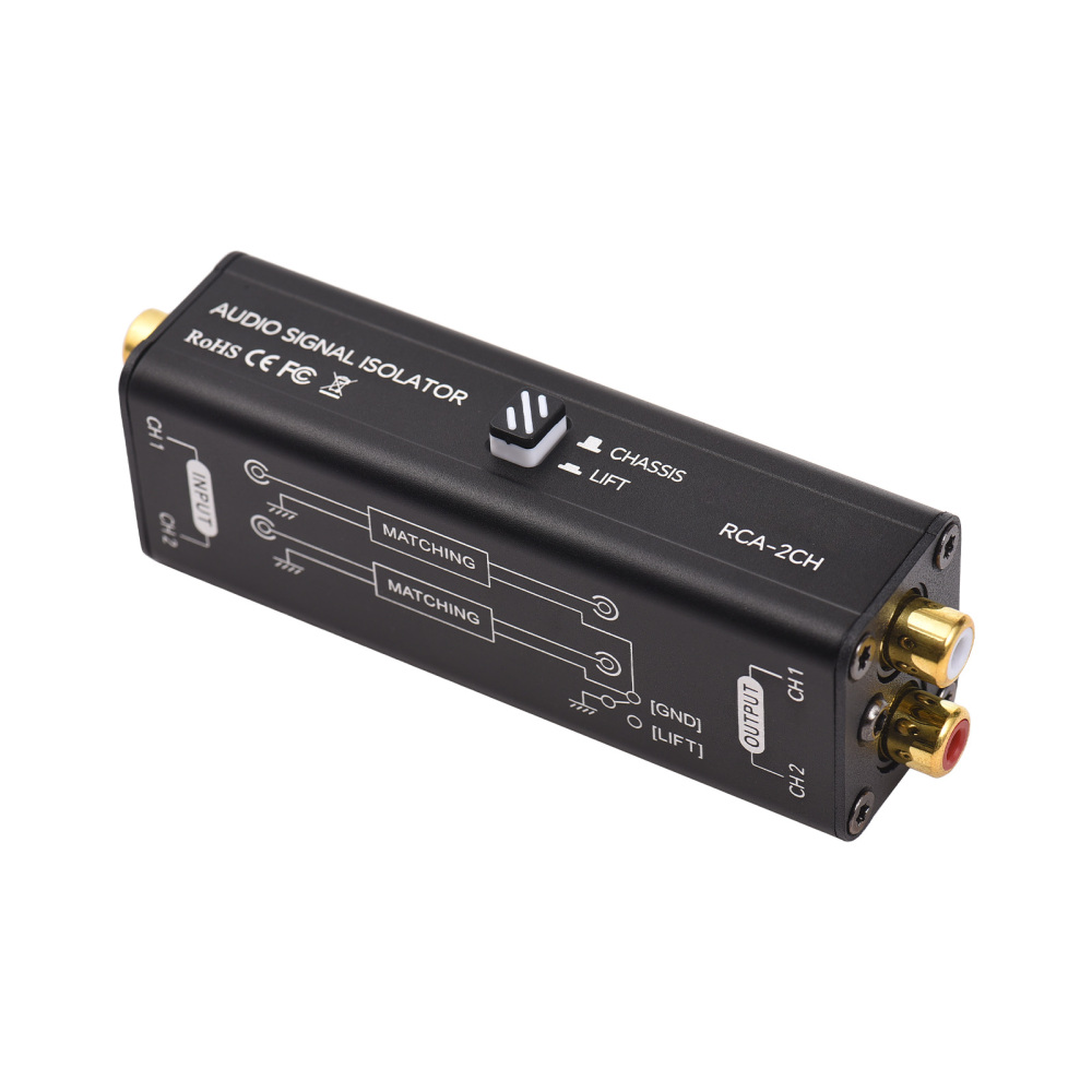 Audio Music Isolator - ポータブルグラウンドループアイソレーター、オーディオ信号エリミネーター、ノイズフィルター、プロフェッショナル、ポータブル、2チャンネル、音楽アクセサリー