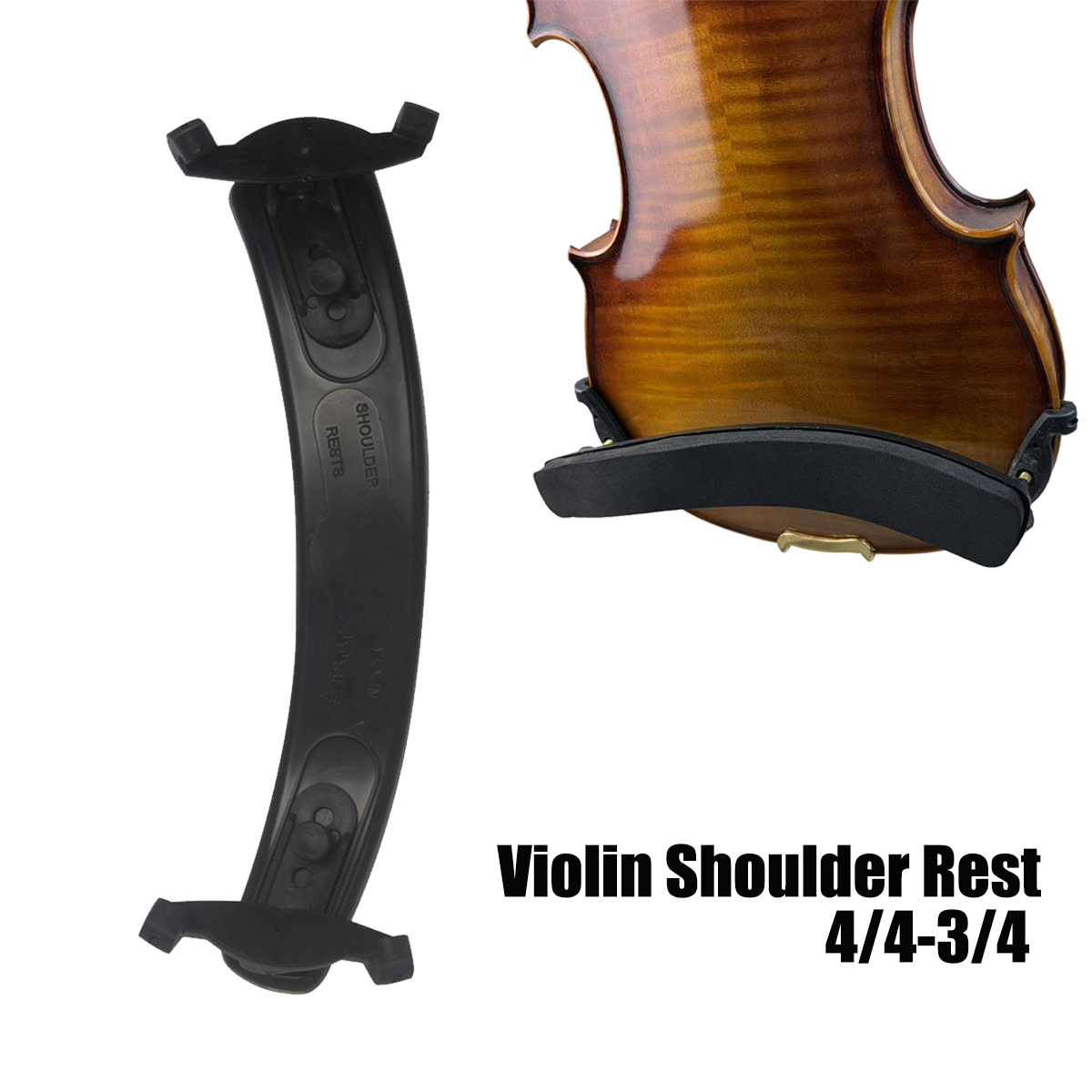 Violin Shoulder Rest - Miwayer 4/4 3/4 バイオリン肩当て – 人間工学に基づいたデザイン、ソフトスポンジクッション、折りたたみ式爪留め、幅調整可能、ブラック