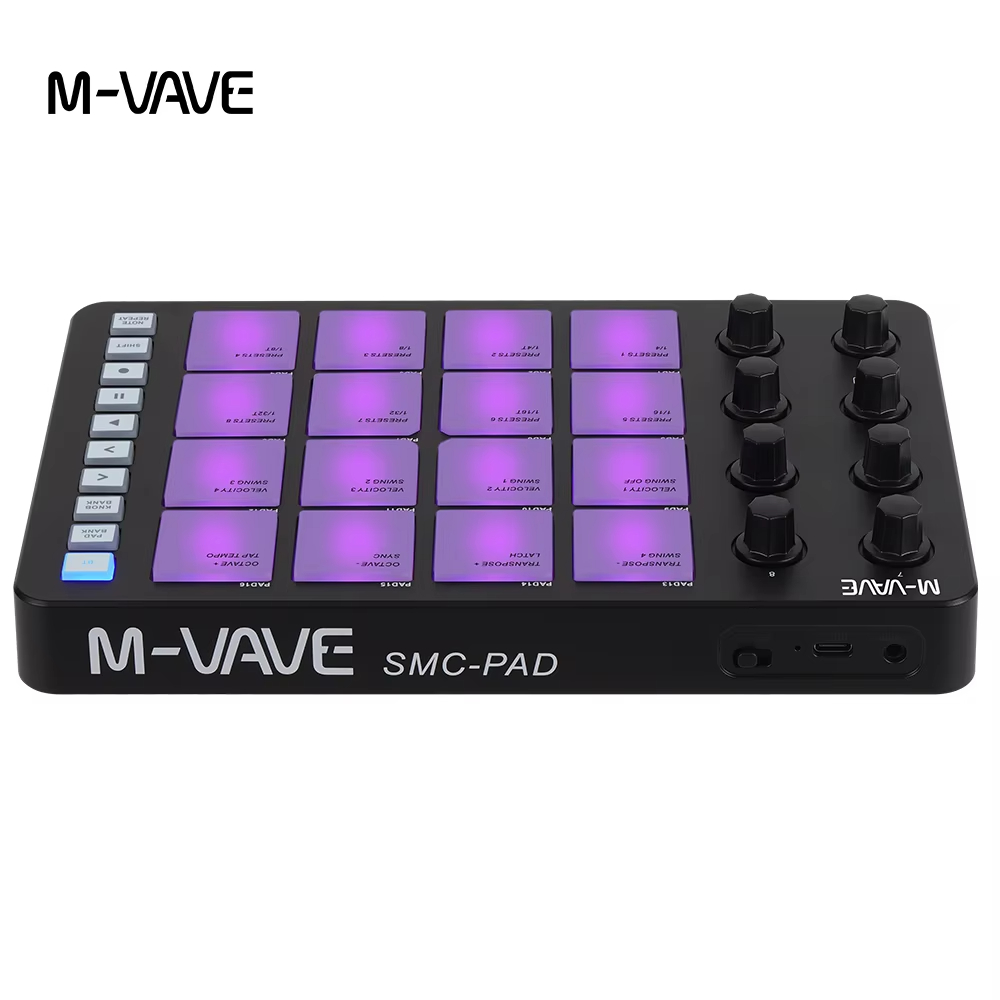 Midi Controller Pad - M-VAVE SMC-PAD MIDI ブラックコントローラー 16 センサーパッド