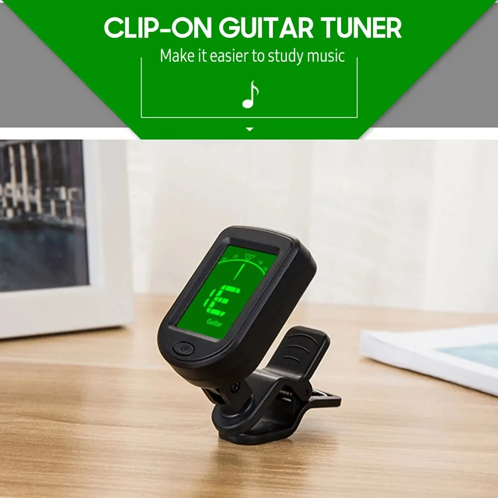 Guitar Tuner Clip - T-02 ギターチューナークリップオンクロマチックデジタルチューナー LCD ディスプレイミニチューナー弦楽器アクセサリーギターウクレレバイオリン用