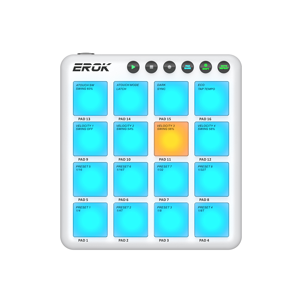 EROK ワイヤレス16パッドMIDIコントローラー USB - Midi Controller Pad のレビューと価格