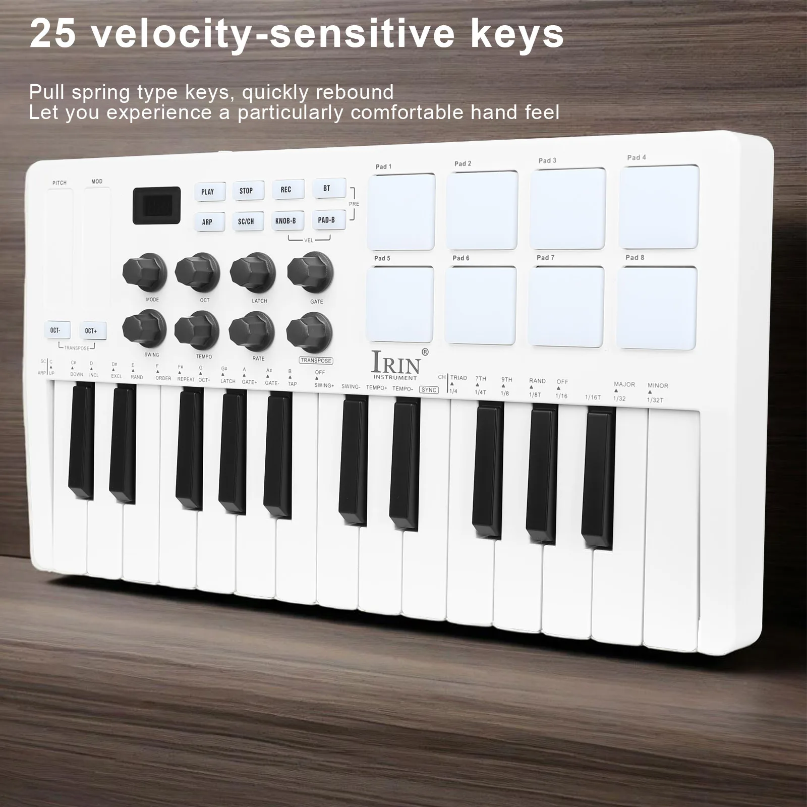 IRIN 25鍵MIDIコントローラーキーボード ミニポータ - Midi Controller Pad のレビューと価格