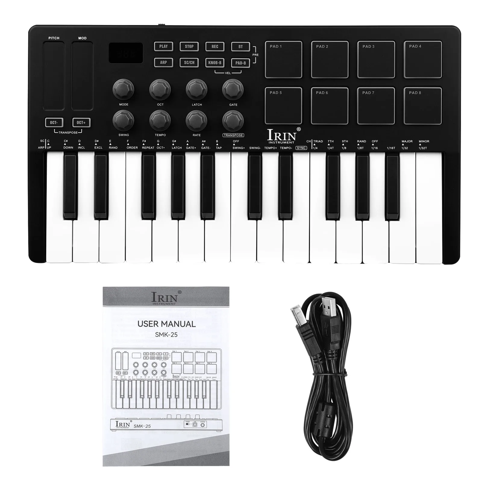 IRIN 25鍵MIDIコントローラーキーボード ミニポータ - Midi Controller Pad のレビューと価格