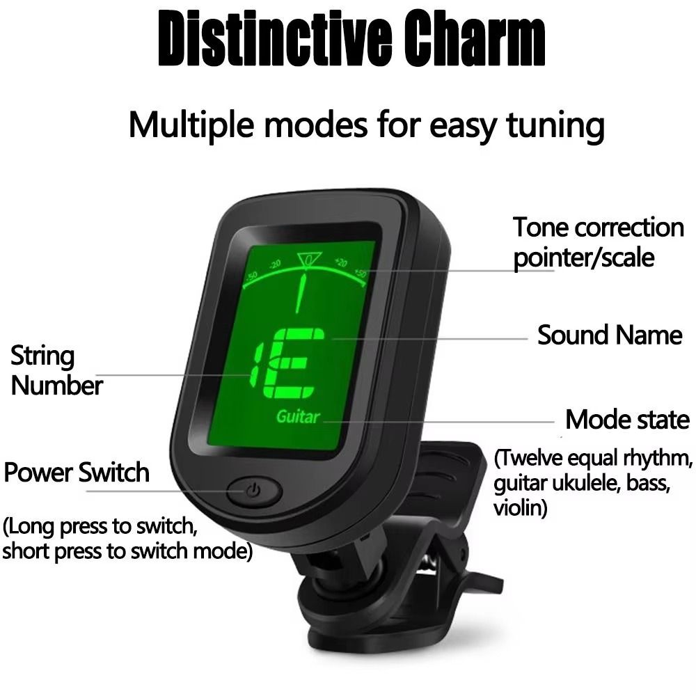 クリップ式ミニギターチューナー LCDディスプレイ付き ギタ - Guitar Tuner Clip のレビューと価格